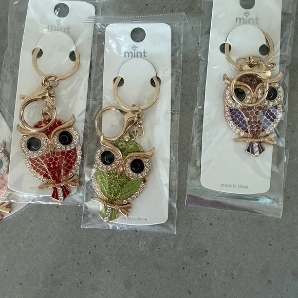 NWT 6 pack Colorful Owl Keychain bagcharm Set - Picture 4 of 4